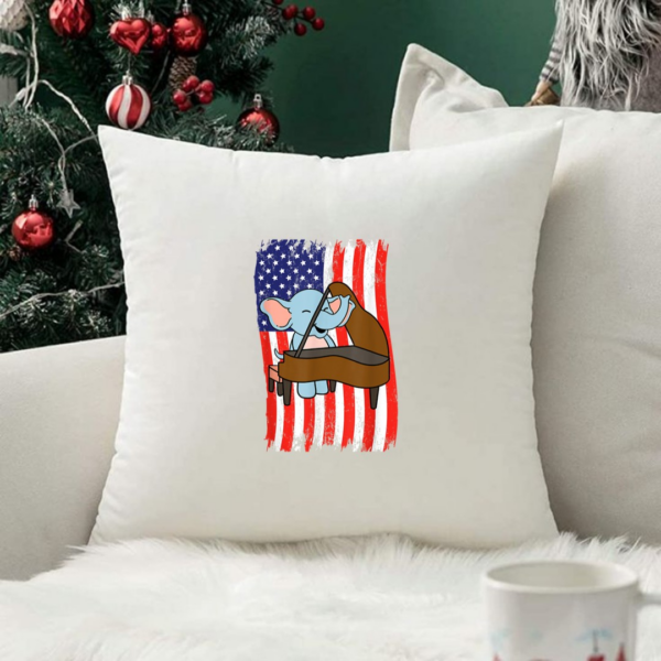 American Flag Elephant Playing Piano Pillows - Image 2