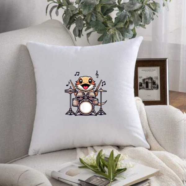 Funny Drummer Bearded Dragon Playing Drum Musician Pillows - Image 3